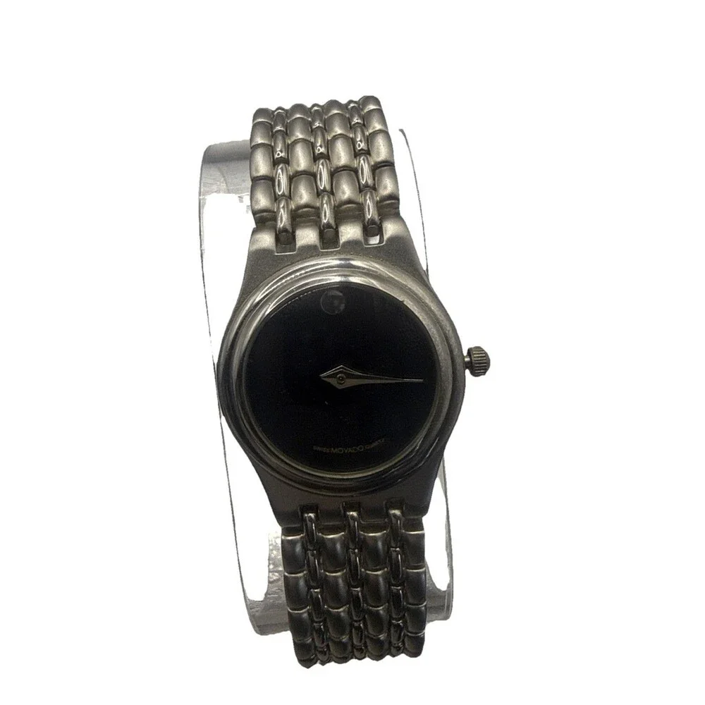 Vintage Movado Museum 97AZ8888Swiss Quartz Watch Black Dial Stainless steel
